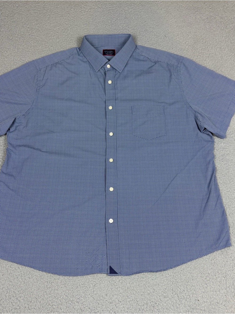 UNTUCKit Nylon Shirt Men's XXL Blue Micro Dot Short-Sleeve Button-Up